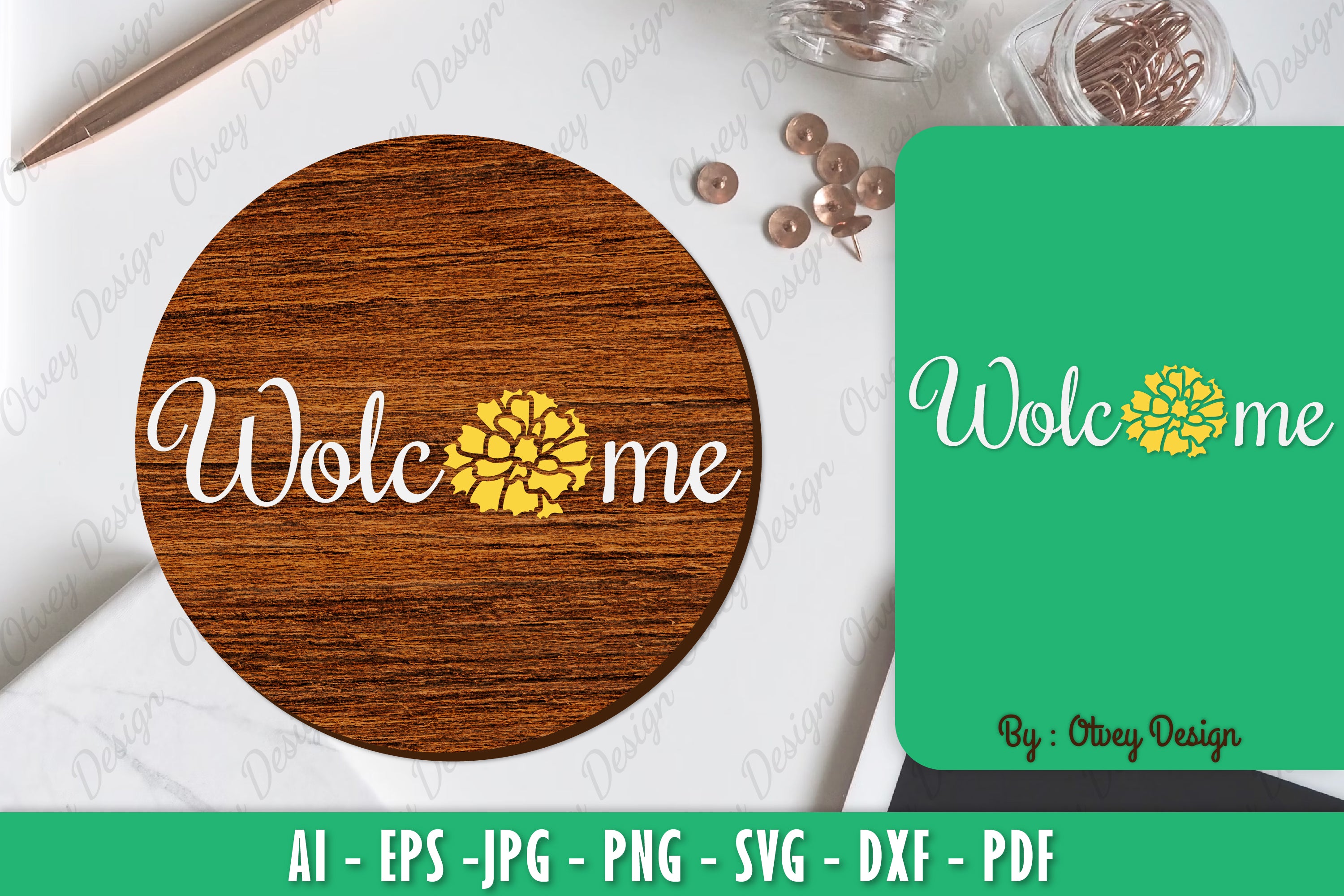 Marigold Flower Welcome Sign SVG Bundle - CraftNest - Digital Crafting and Art