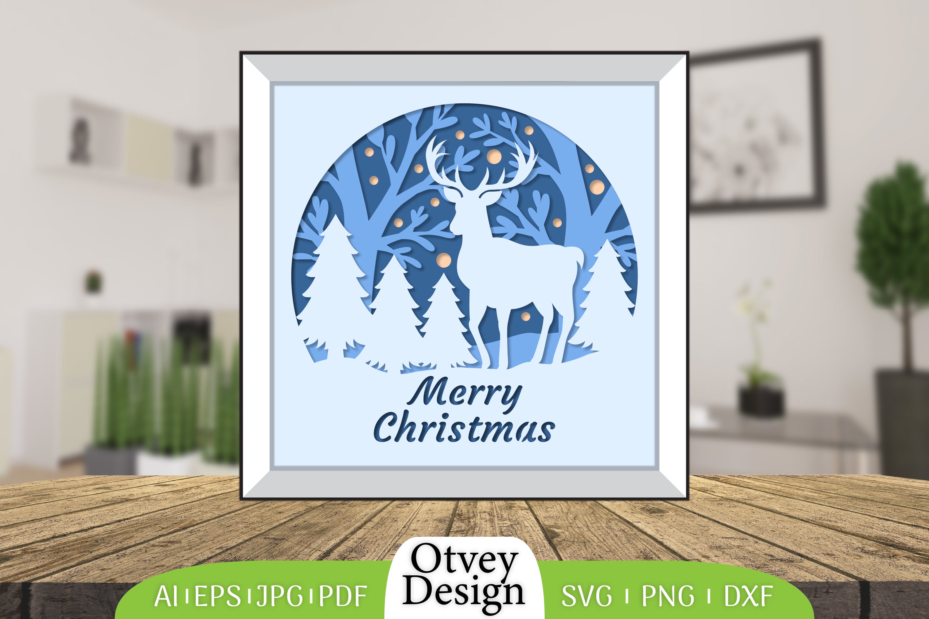 Merry Christmas Deer 3D Shadow Box Papercut SVG Bundle 10 - CraftNest - Digital Crafting and Art