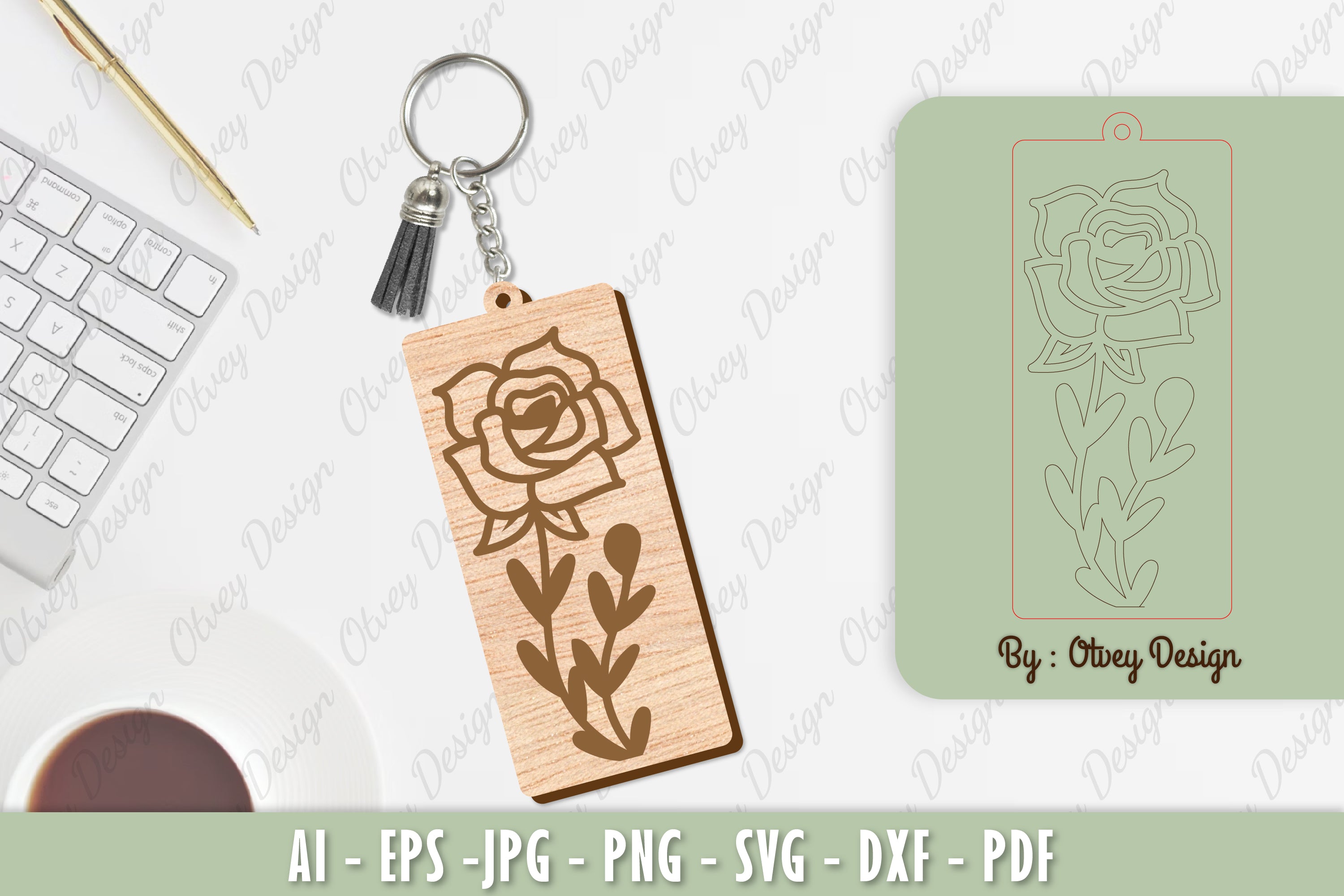 Flower Keychain Laser Cut SVG Bundle 28 - CraftNest - Digital Crafting and Art