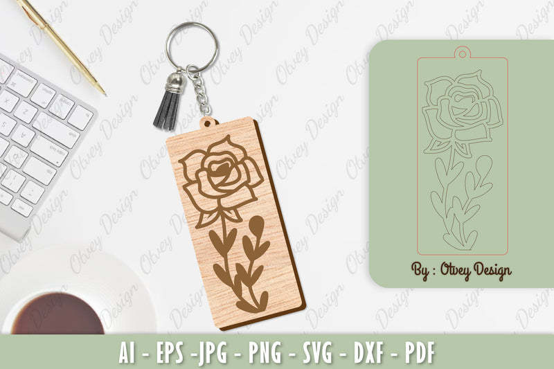 Flower Keychain Laser Cut SVG Bundle 28 - CraftNest - Digital Crafting and Art