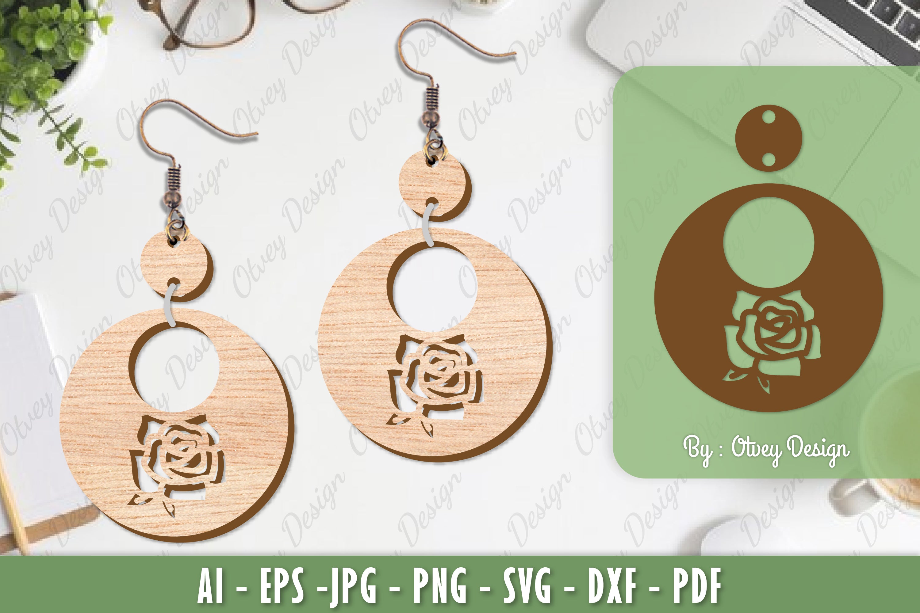 Flower Earrings Laser Cut SVG Bundle 38 - CraftNest - Digital Crafting and Art