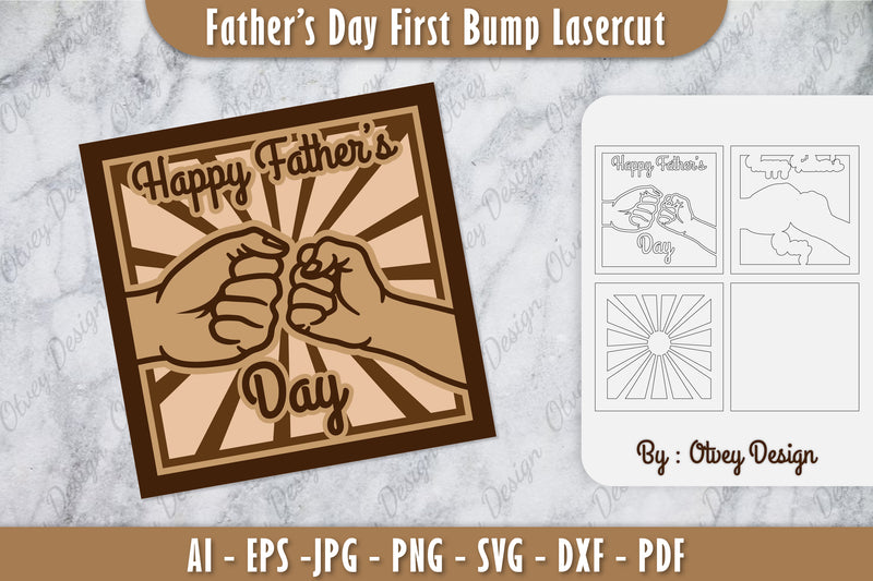 Father's Day Fist Bump Layered Laser Cut SVG Bundle 7 - CraftNest - Digital Crafting and Art