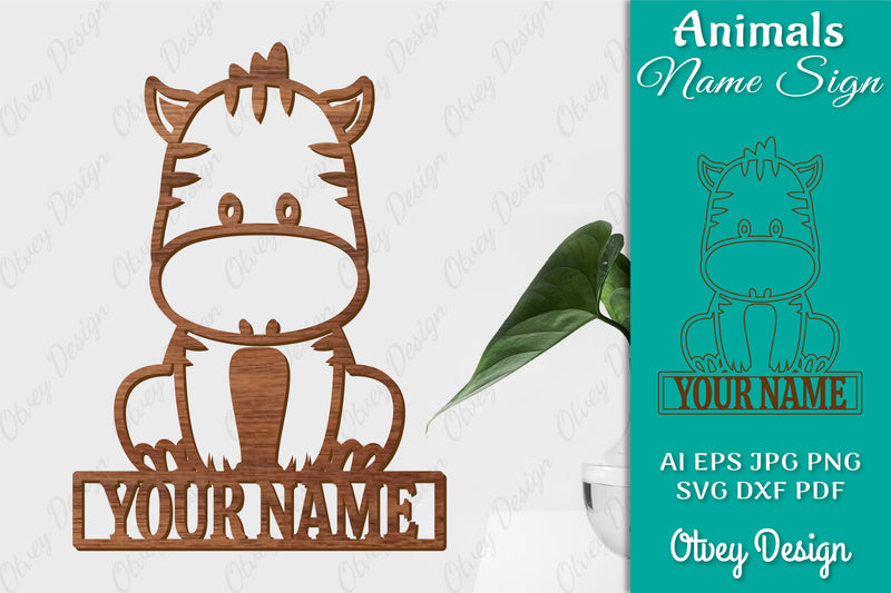 Animal Name Sign SVG Laser Cut Template Door Wall Hanger SVG Bundle 13 - CraftNest - Digital Crafting and Art
