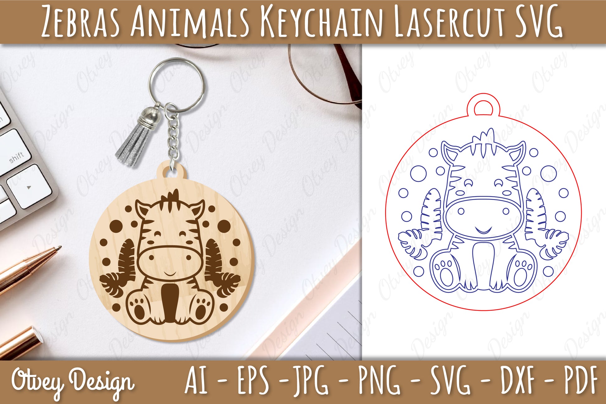 Zebra Animal Keychain SVG Bundle - CraftNest - Digital Crafting and Art
