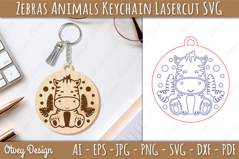 Zebra Animal Keychain SVG Bundle - CraftNest - Digital Crafting and Art
