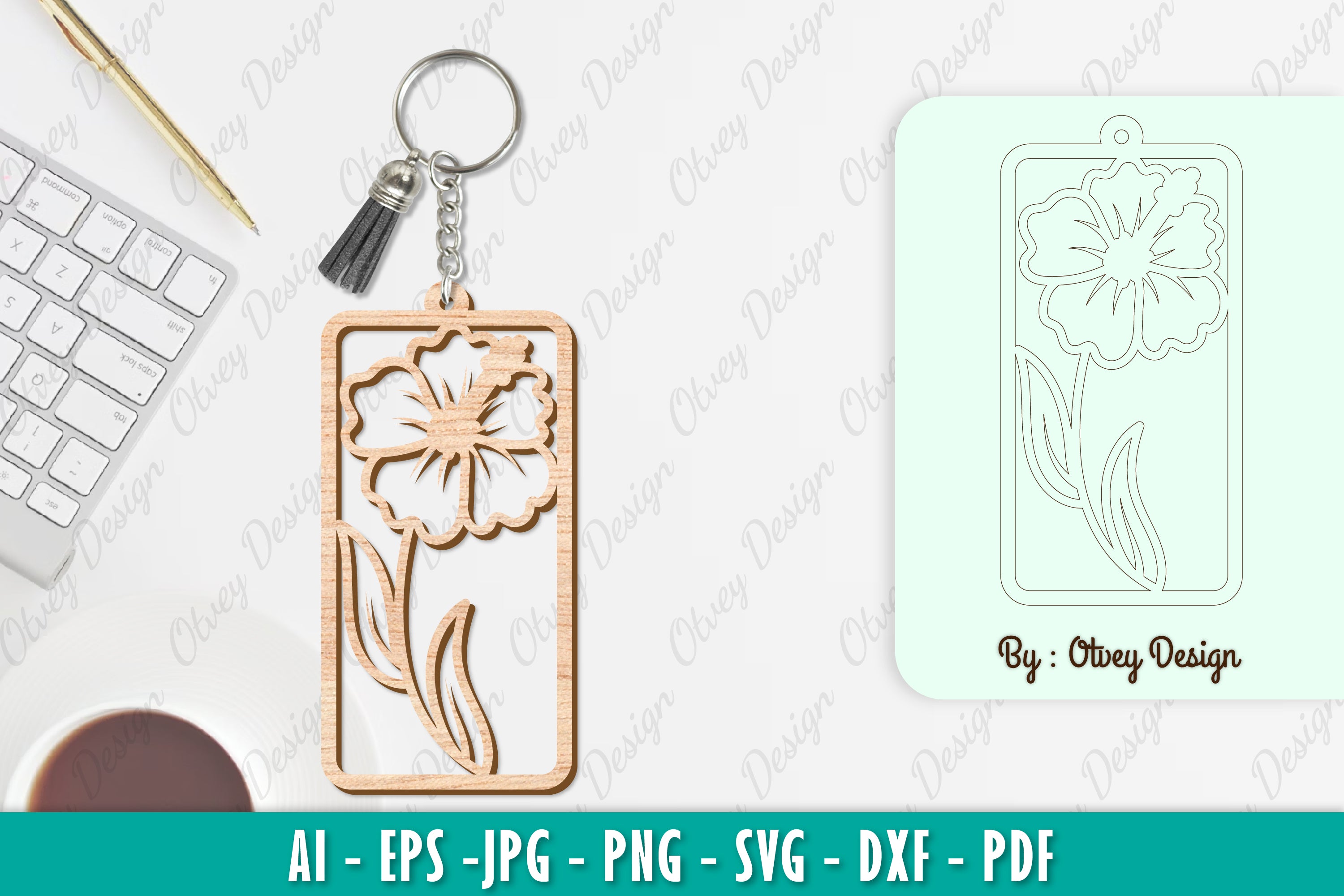 Flower Keychain SVG Bundle 10 - CraftNest - Digital Crafting and Art