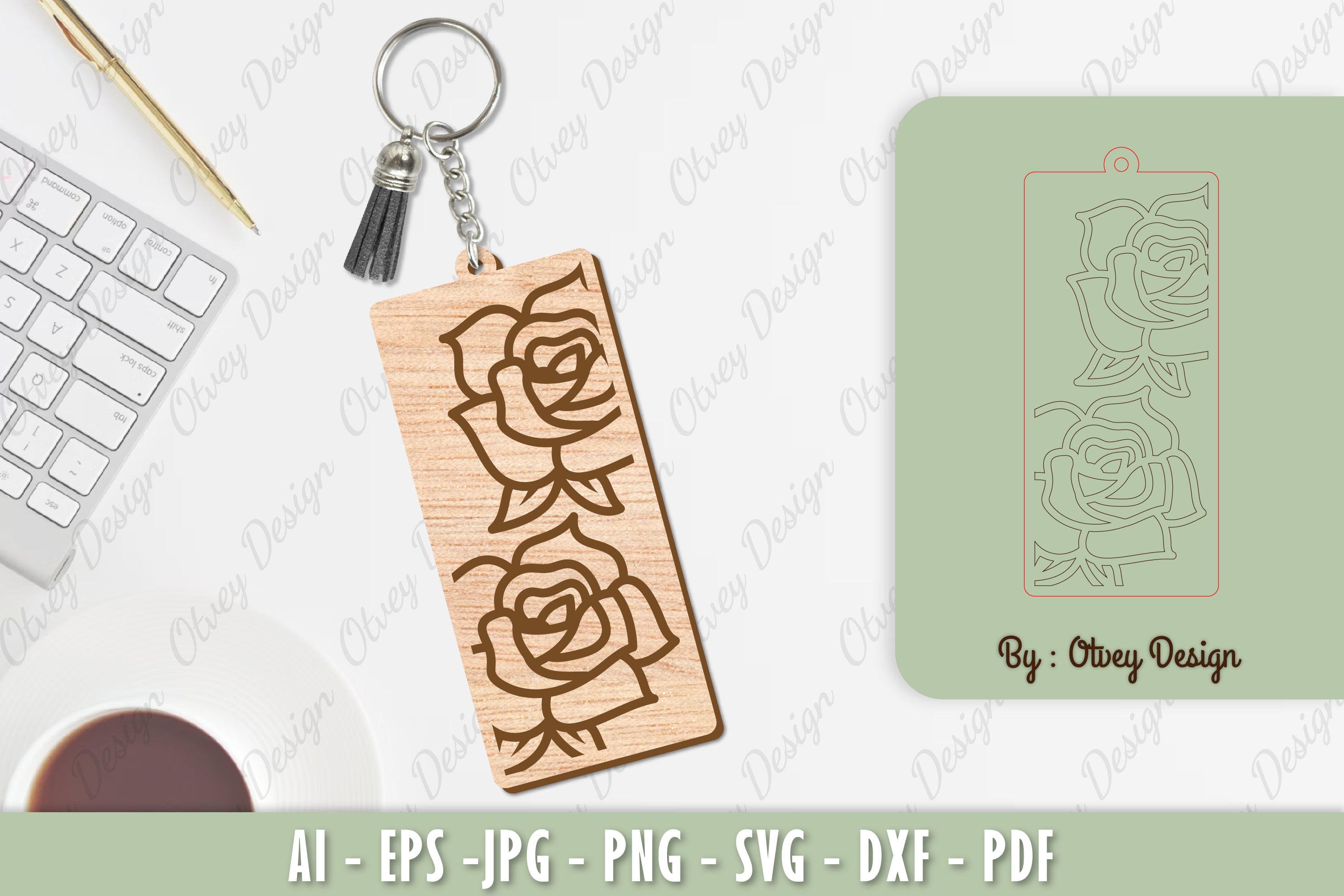 Flower Keychain Laser Cut SVG Bundle 18 - CraftNest - Digital Crafting and Art
