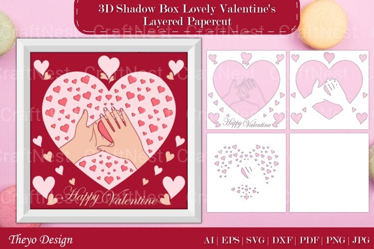 Shadow Box Happy Valentine Layered Papercut SVG