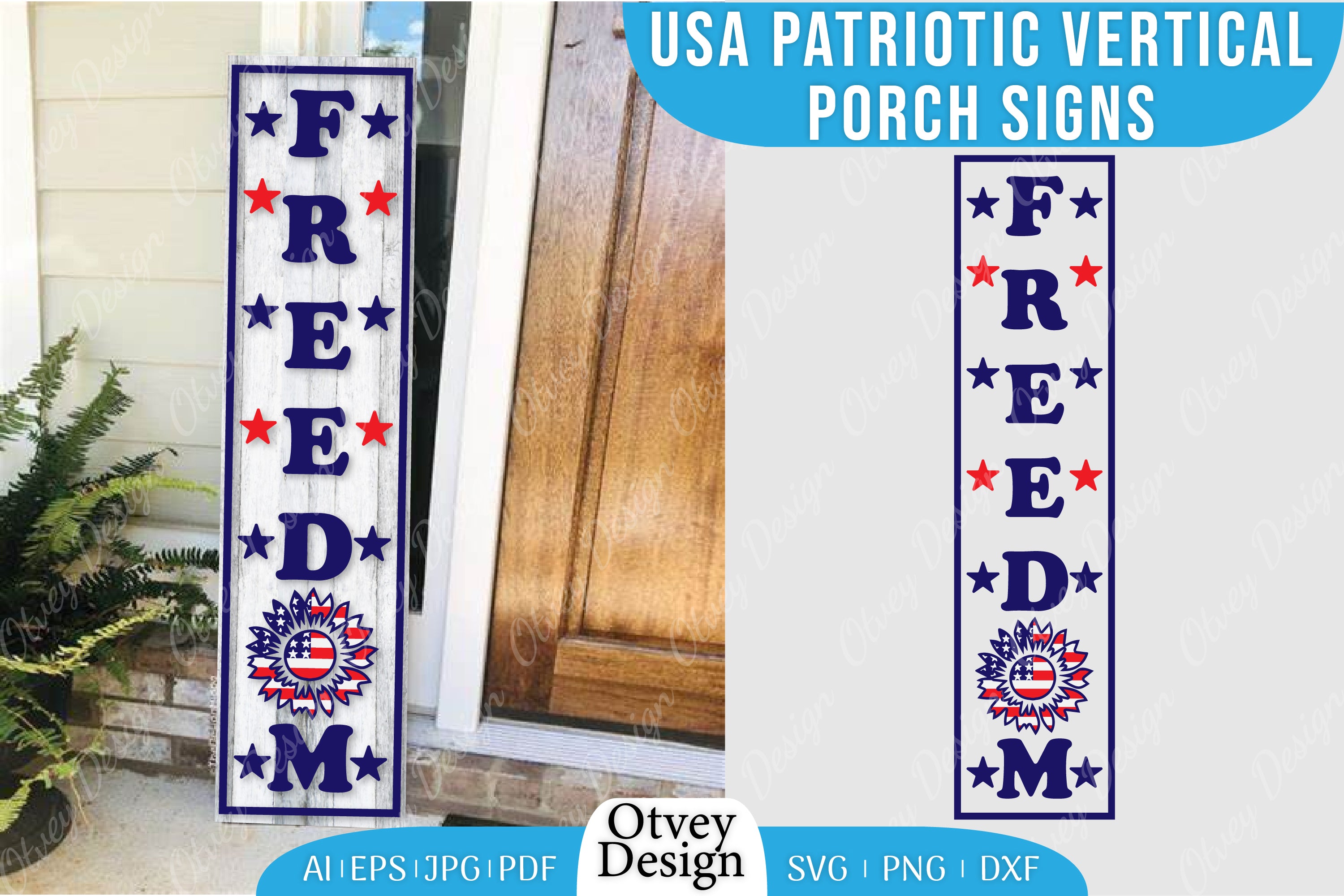 USA Patriotic Vertical Porch Signs SVG Bundle 18 - CraftNest - Digital Crafting and Art