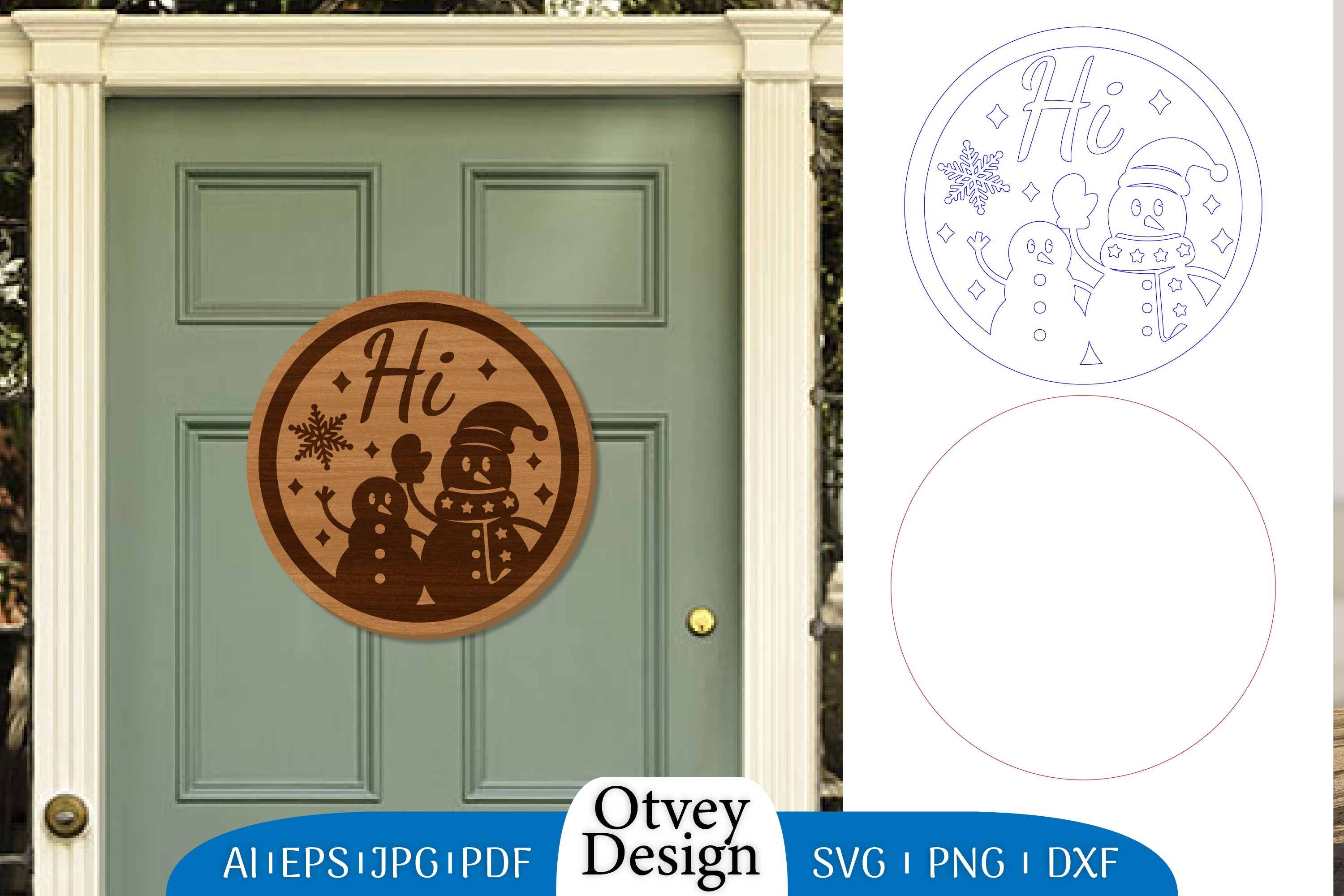 Snowman Round Door Ornament Lasercut SVG Bundle 8 - CraftNest - Digital Crafting and Art
