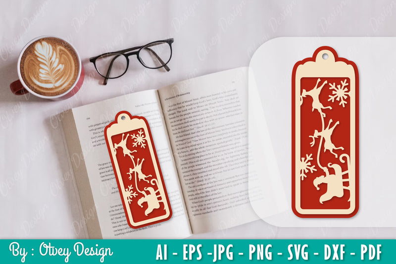 Santa Sleigh Bookmark SVG Bundle 8 - CraftNest - Digital Crafting and Art