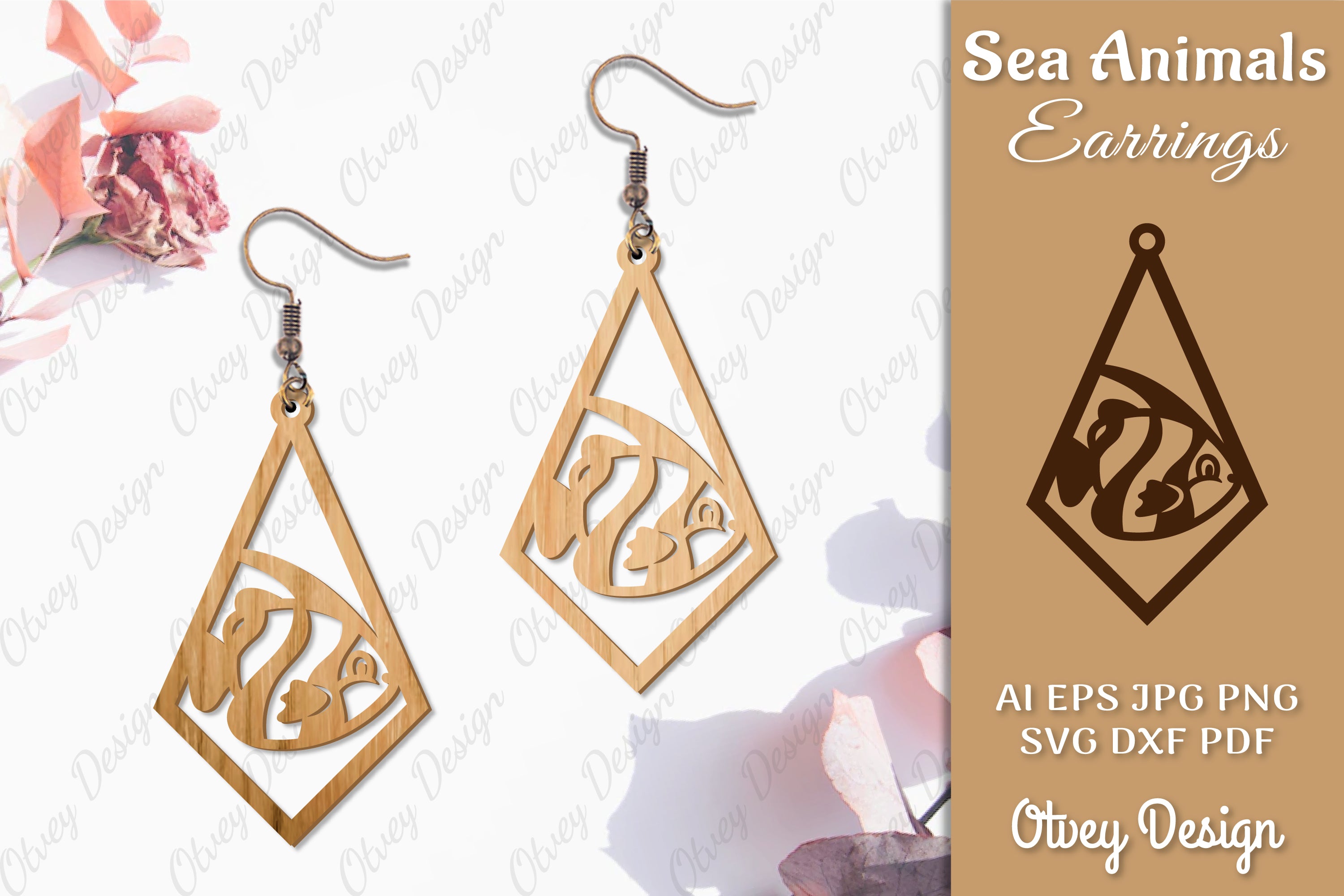 Sea Animals Earrings Laser Cut SVG Bundle 41 - CraftNest - Digital Crafting and Art