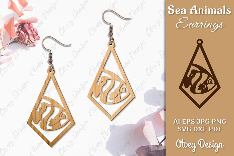 Sea Animals Earrings Laser Cut SVG Bundle 41 - CraftNest - Digital Crafting and Art