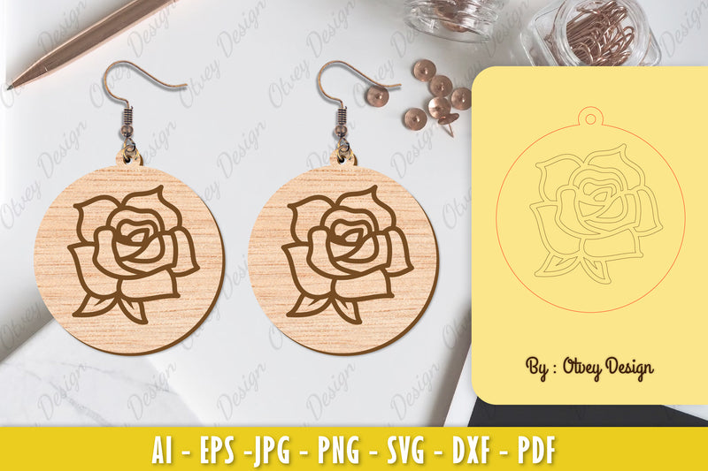 Flower Earring Laser Cut SVG Bundle 28 - CraftNest - Digital Crafting and Art
