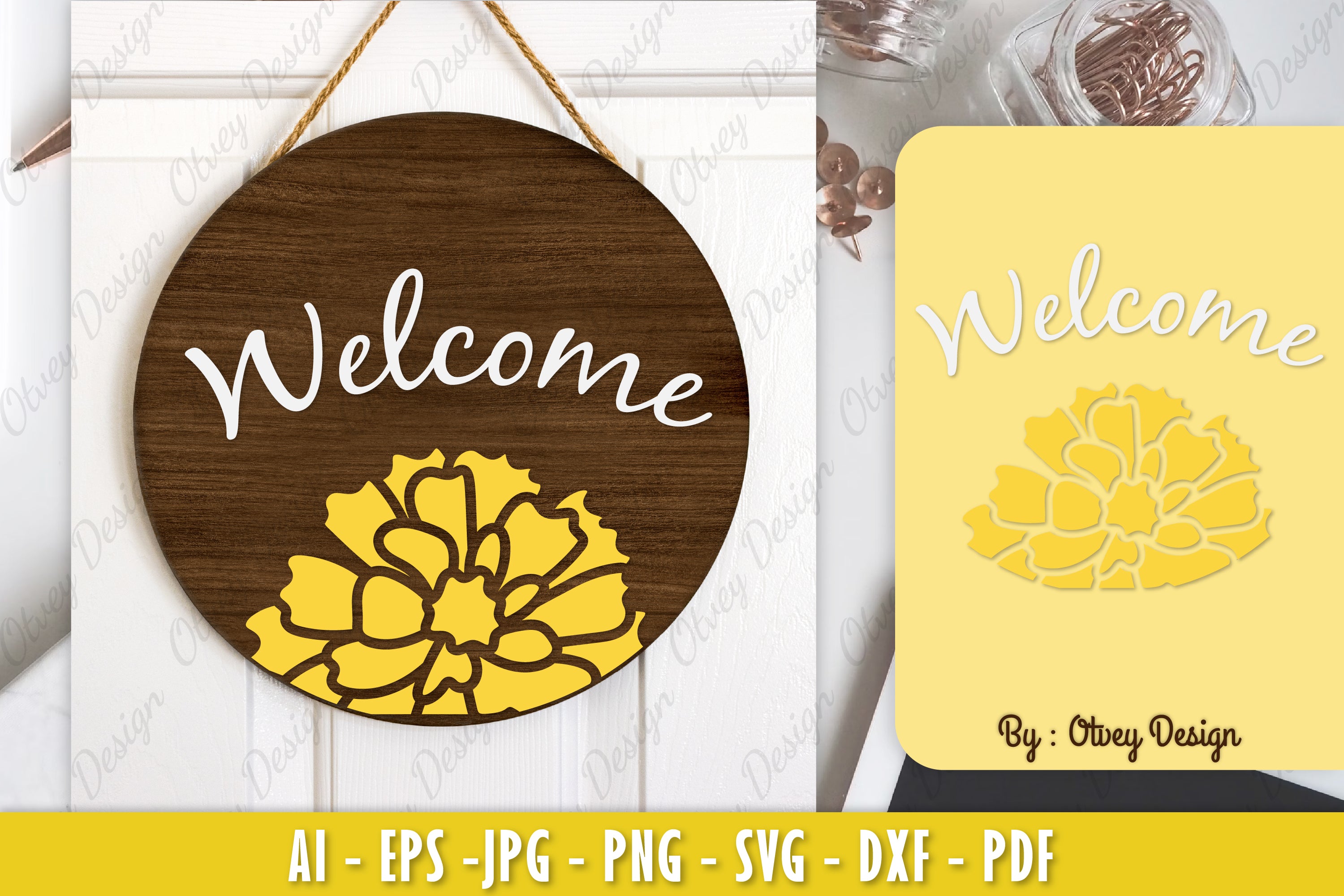Marigold Flower Welcome Sign SVG Bundle 3 - CraftNest - Digital Crafting and Art