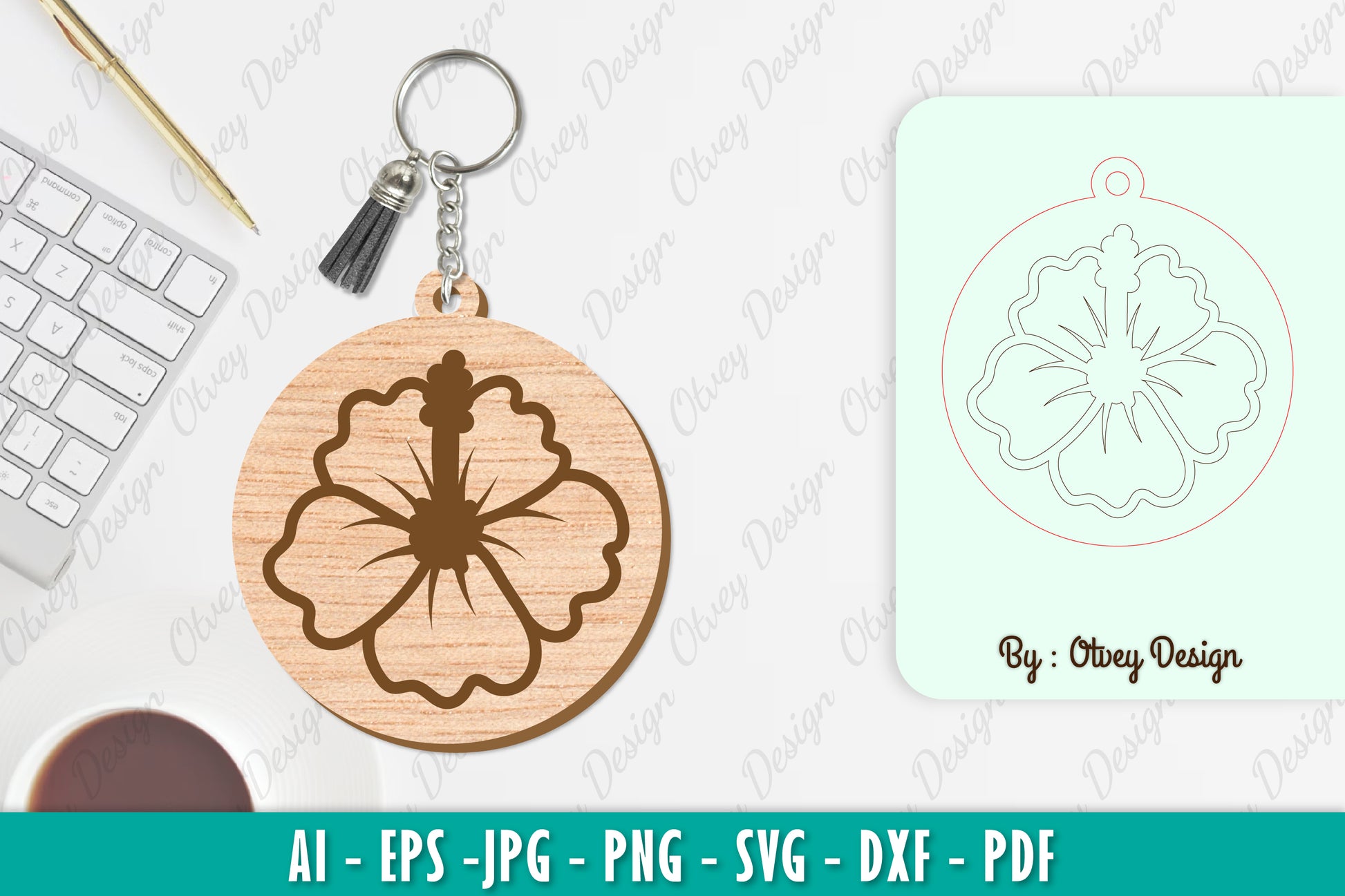Flower Keychain SVG Bundle 34 - CraftNest - Digital Crafting and Art