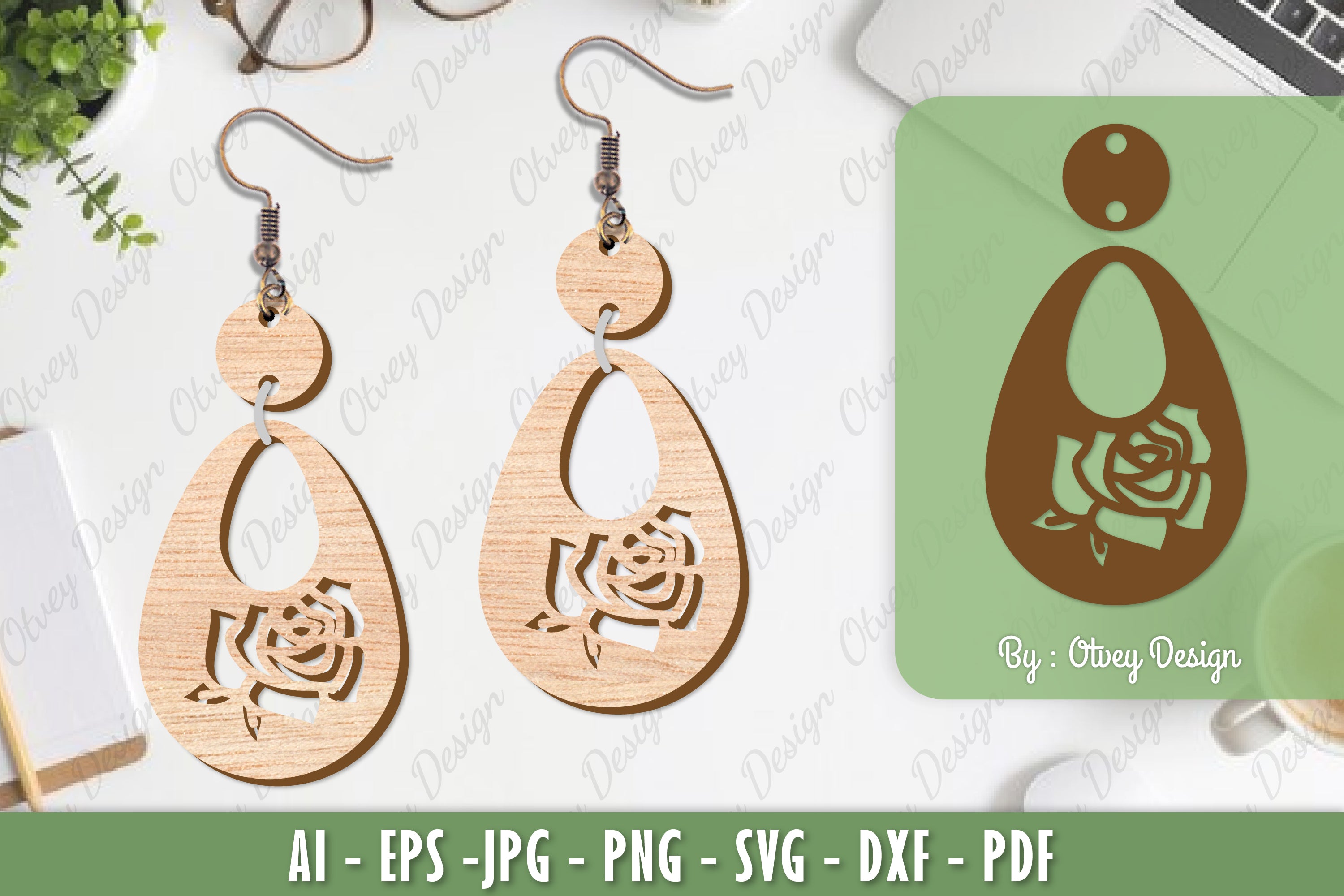 Flower Earrings Laser Cut SVG Bundle 48 - CraftNest - Digital Crafting and Art
