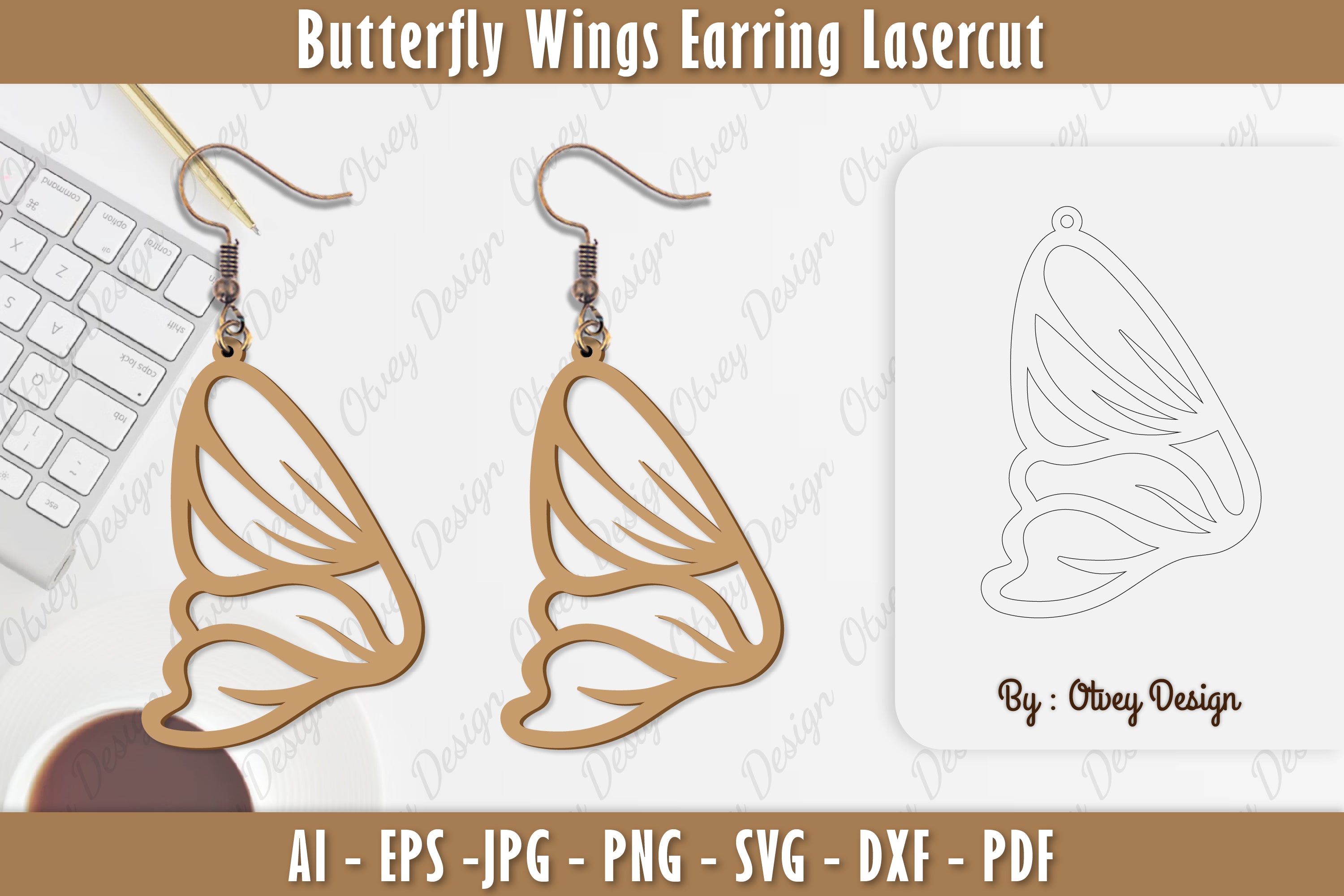 Butterfly Earring Lasercut SVG Bundle 14 - CraftNest - Digital Crafting and Art
