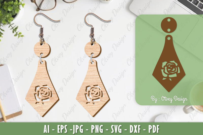 Flower Earrings Laser Cut SVG Bundle 78 - CraftNest - Digital Crafting and Art