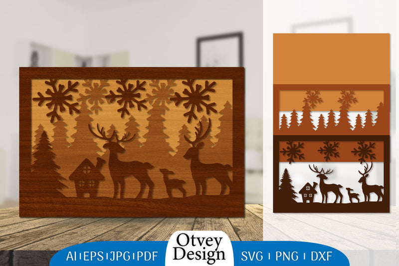 Christmas Deer Layered Lasercut SVG Bundle 8 - CraftNest - Digital Crafting and Art
