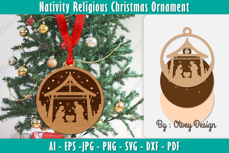 Nativity Religious Christmas Ornament SVG Bundle 10 - CraftNest - Digital Crafting and Art