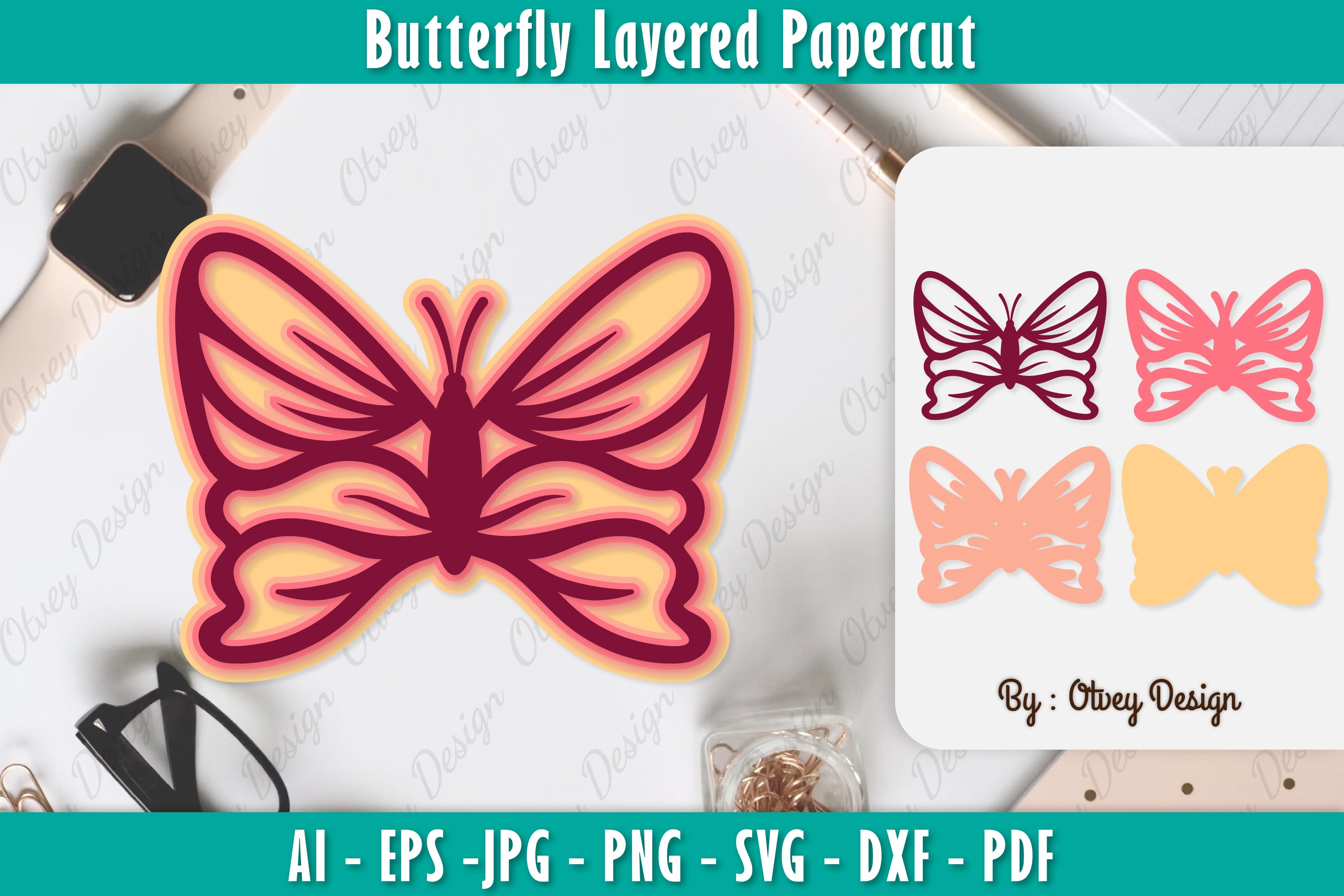Butterfly Layered Papercut SVG Bundle 14 - CraftNest - Digital Crafting and Art