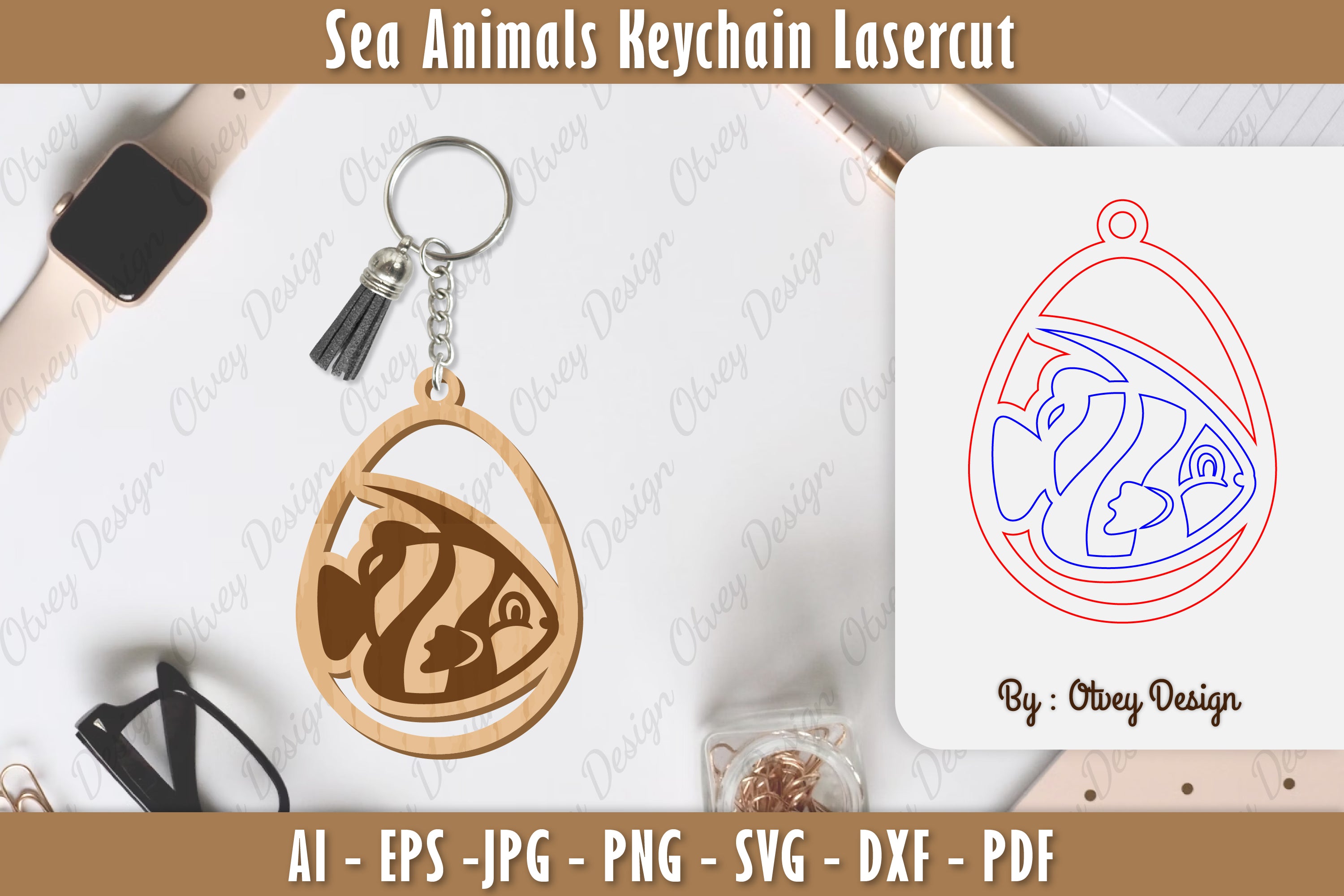 Keychain Sea Animals Laser Cut SVG Bundle 46 - CraftNest - Digital Crafting and Art