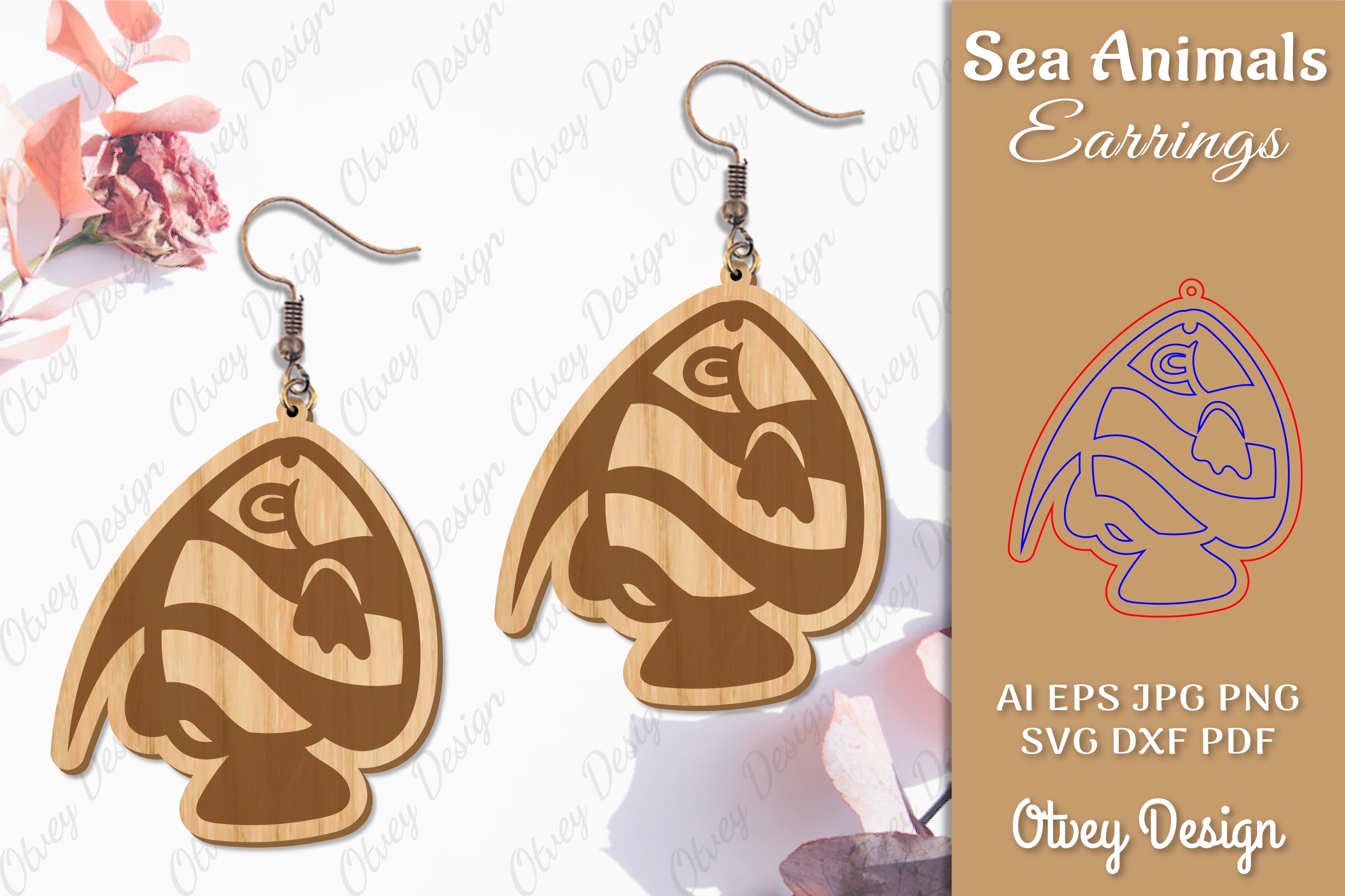 Sea Animals Earrings Laser Cut SVG Bundle 7 - CraftNest - Digital Crafting and Art