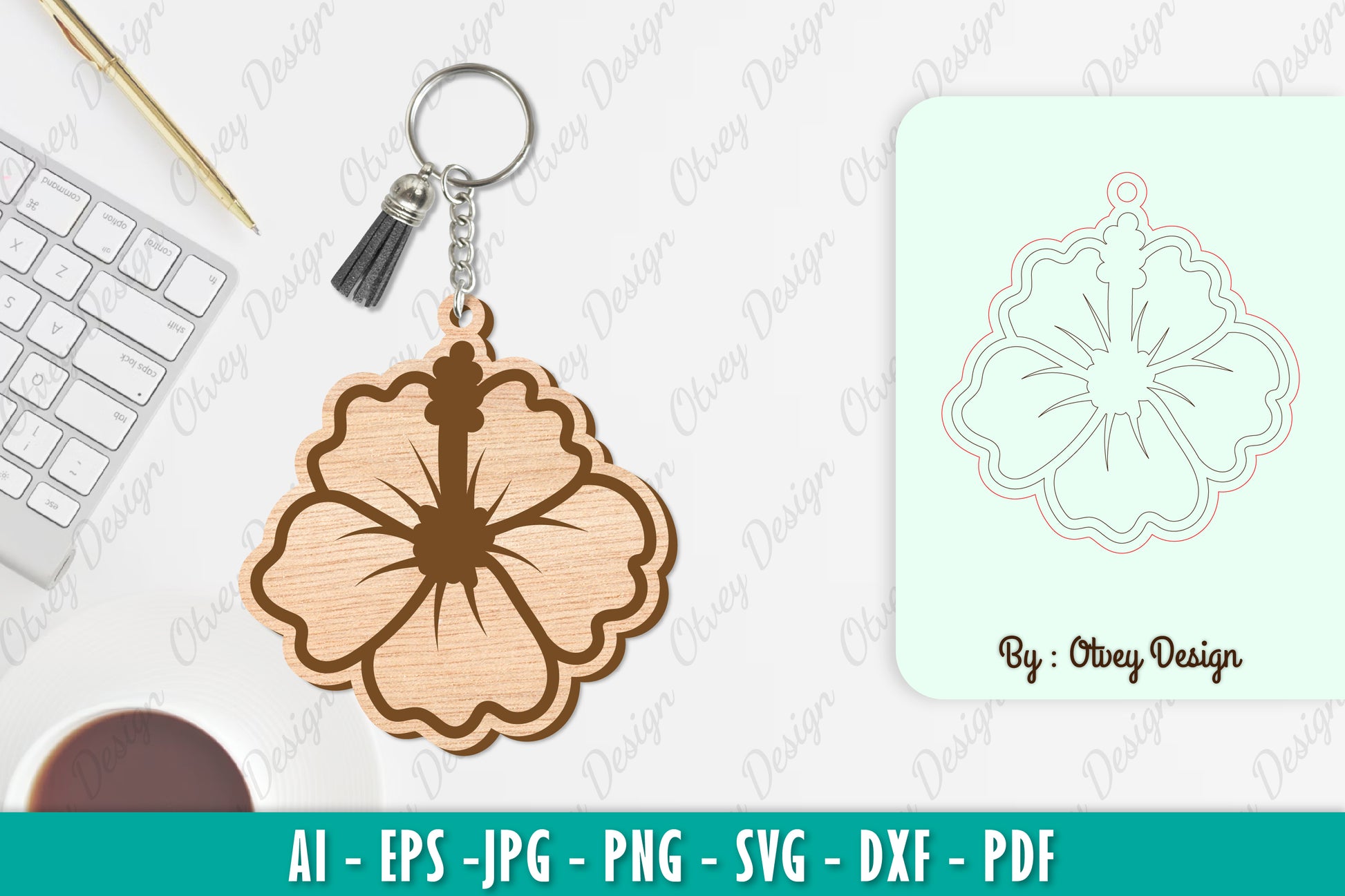 Flower Keychain SVG Bundle 22 - CraftNest - Digital Crafting and Art