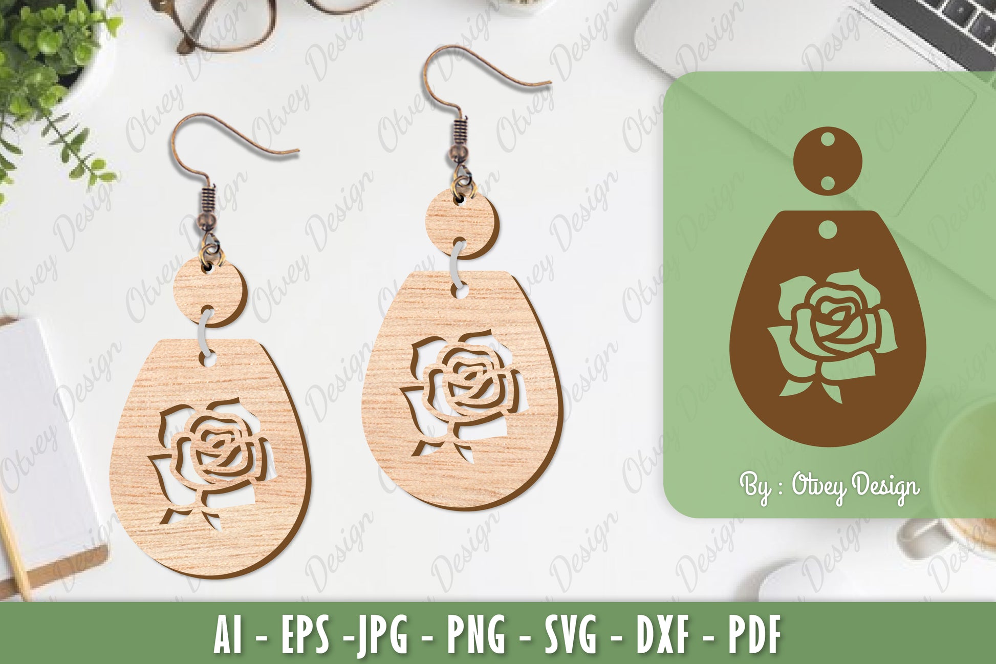 Flower Earrings Laser Cut SVG Bundle 68 - CraftNest - Digital Crafting and Art