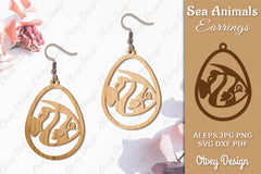 Sea Animals Earrings Laser Cut SVG Bundle 51 - CraftNest - Digital Crafting and Art