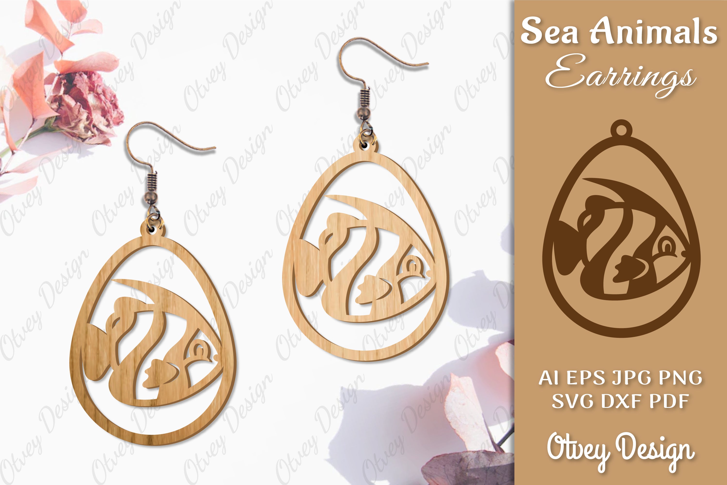 Sea Animals Earrings Laser Cut SVG Bundle 51 - CraftNest - Digital Crafting and Art