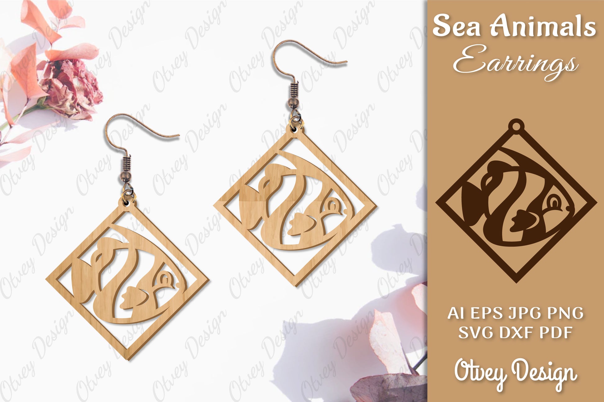 Sea Animals Earrings Laser Cut SVG Bundle 29 - CraftNest - Digital Crafting and Art