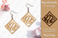 Sea Animals Earrings Laser Cut SVG Bundle 29 - CraftNest - Digital Crafting and Art
