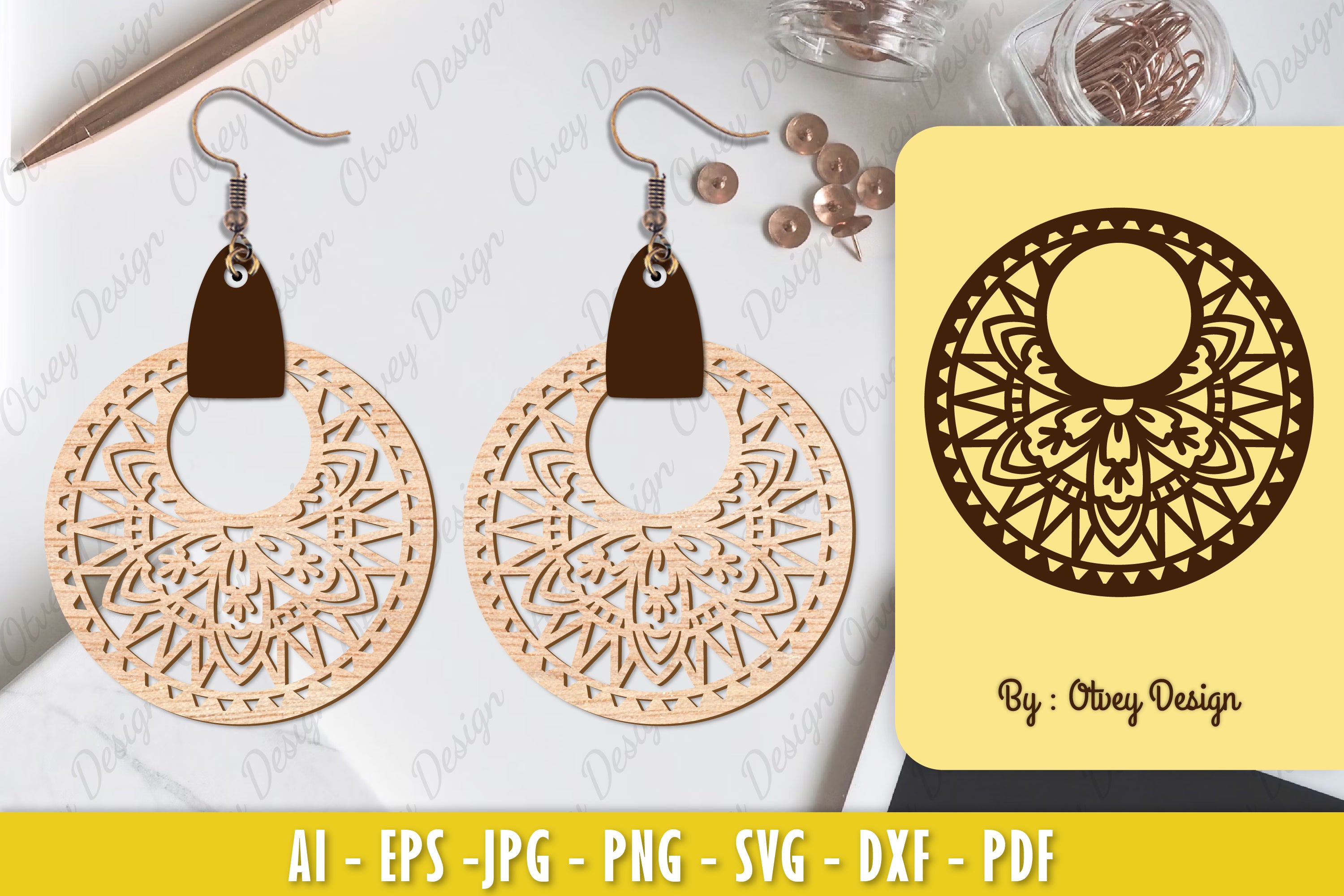 Earrings Mandala SVG Bundle 8 - CraftNest - Digital Crafting and Art