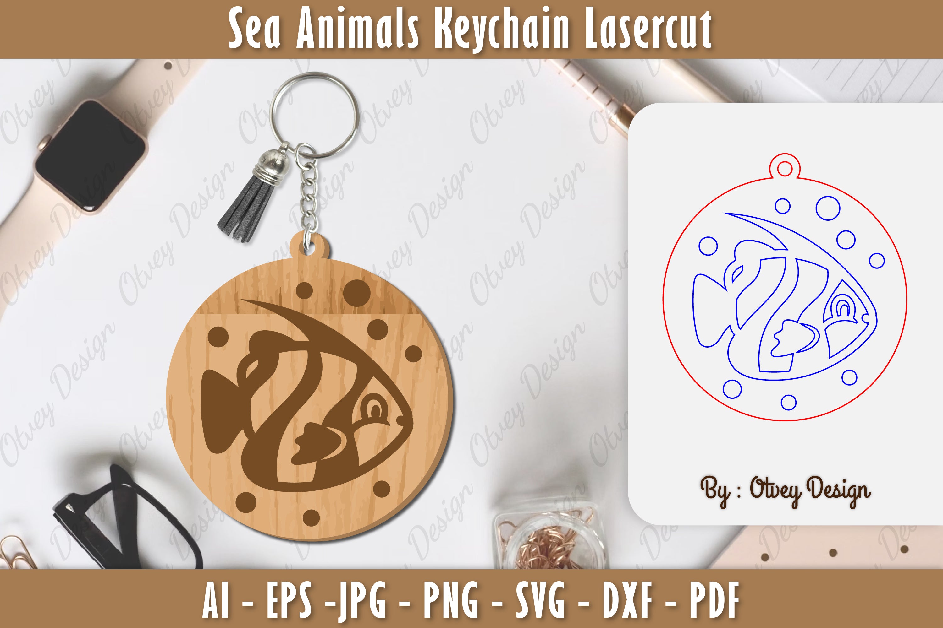 Keychain Sea Animals Laser Cut SVG Bundle 22 - CraftNest - Digital Crafting and Art