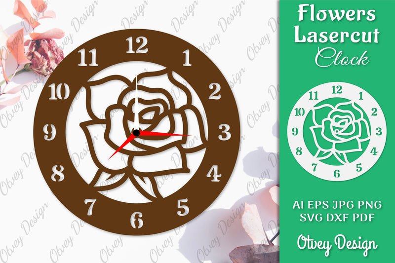 Flowers Clock SVG LaserCut SVG Bundle 8 - CraftNest - Digital Crafting and Art