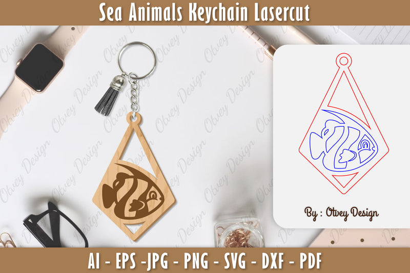 Keychain Sea Animals Laser Cut SVG Bundle 34 - CraftNest - Digital Crafting and Art