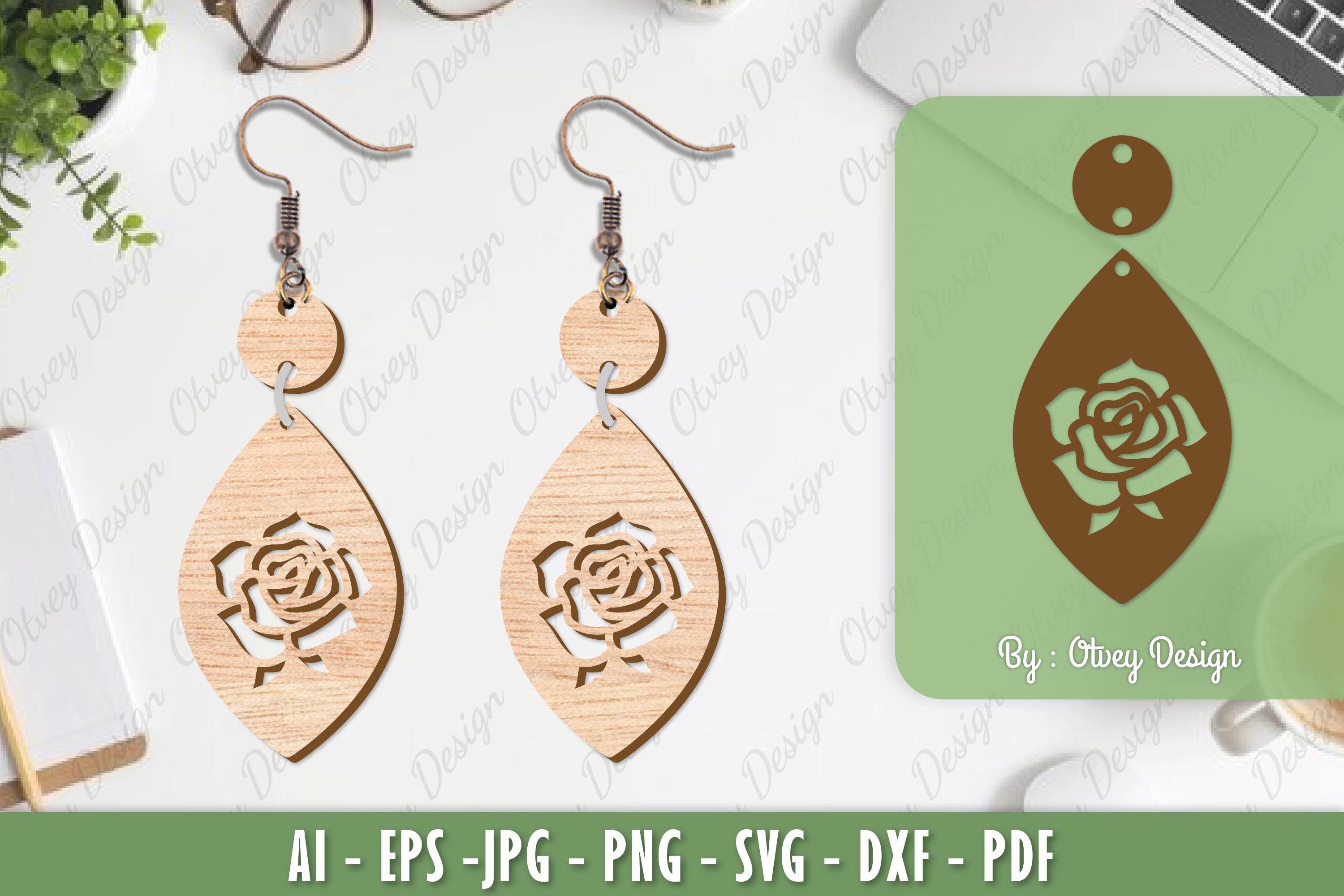 Flower Earrings Laser Cut SVG Bundle 88 - CraftNest - Digital Crafting and Art