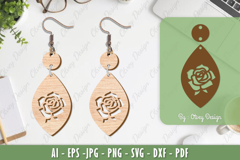 Flower Earrings Laser Cut SVG Bundle 88 - CraftNest - Digital Crafting and Art
