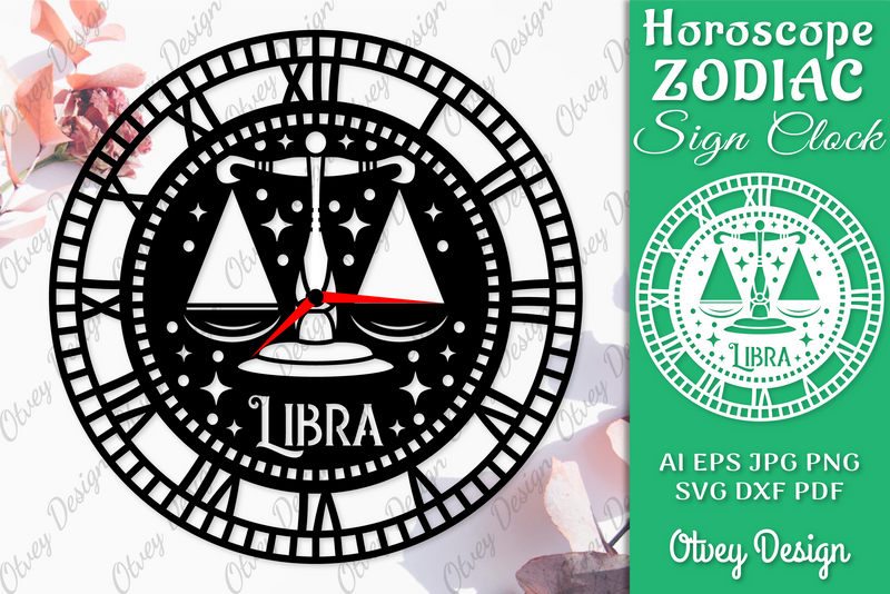 Horoscope Zodiac Sign Laser Cut Clock Template SVG Bundle 8 - CraftNest - Digital Crafting and Art