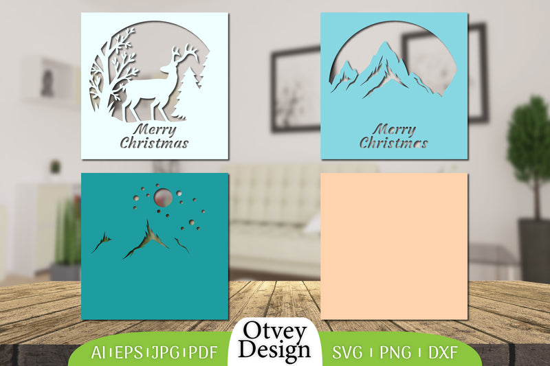 Merry Christmas Deer 3D Shadow Box Papercut SVG Bundle 11 - CraftNest - Digital Crafting and Art
