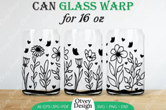 Blooming Wildflowers Can Glass 16 OZ SVG Bundle 11 - CraftNest - Digital Crafting and Art