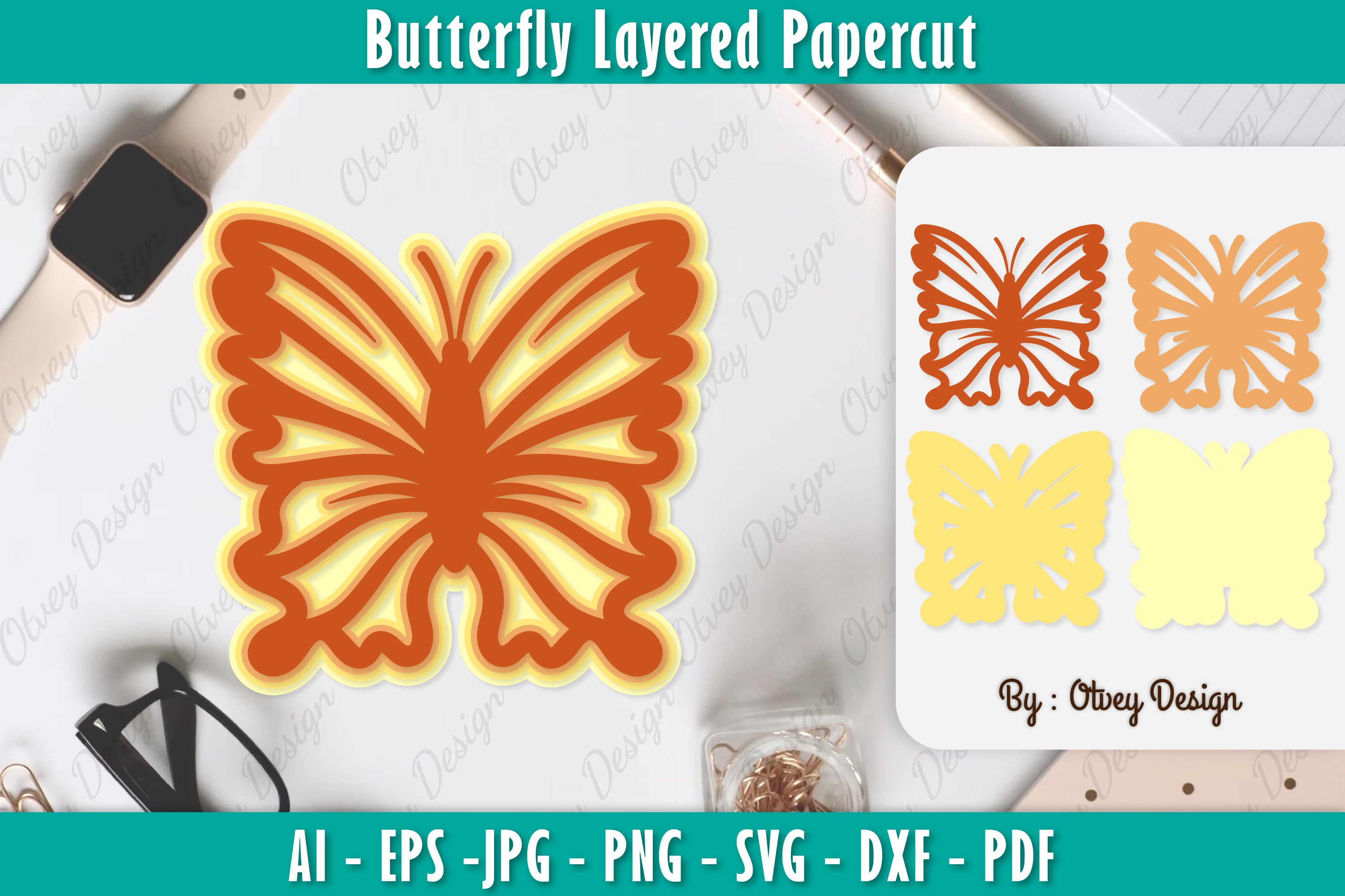 Butterfly Layered Papercut SVG Bundle 15 - CraftNest - Digital Crafting and Art