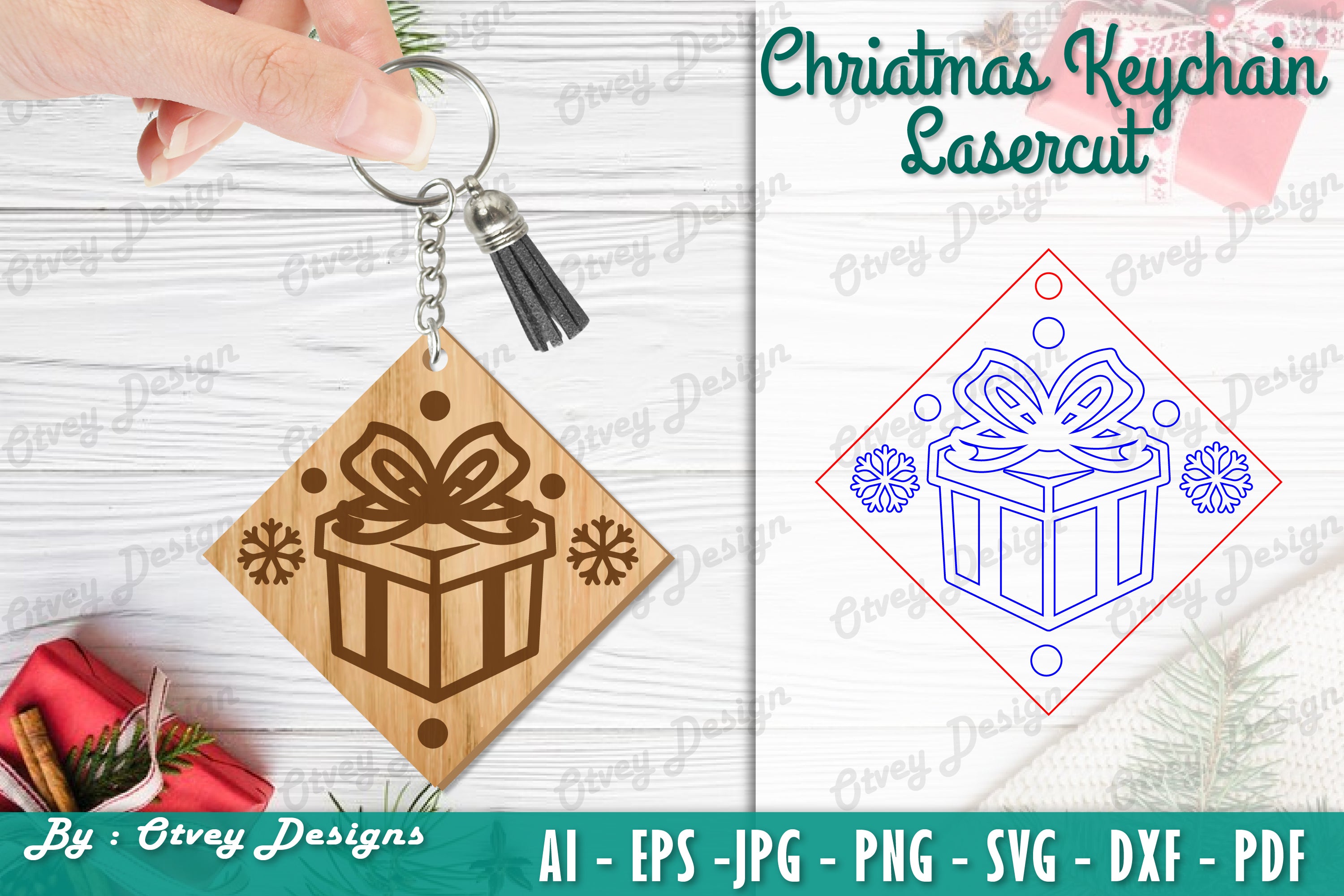 Christmas Keychain Lasercut SVG Bundle 19 - CraftNest - Digital Crafting and Art