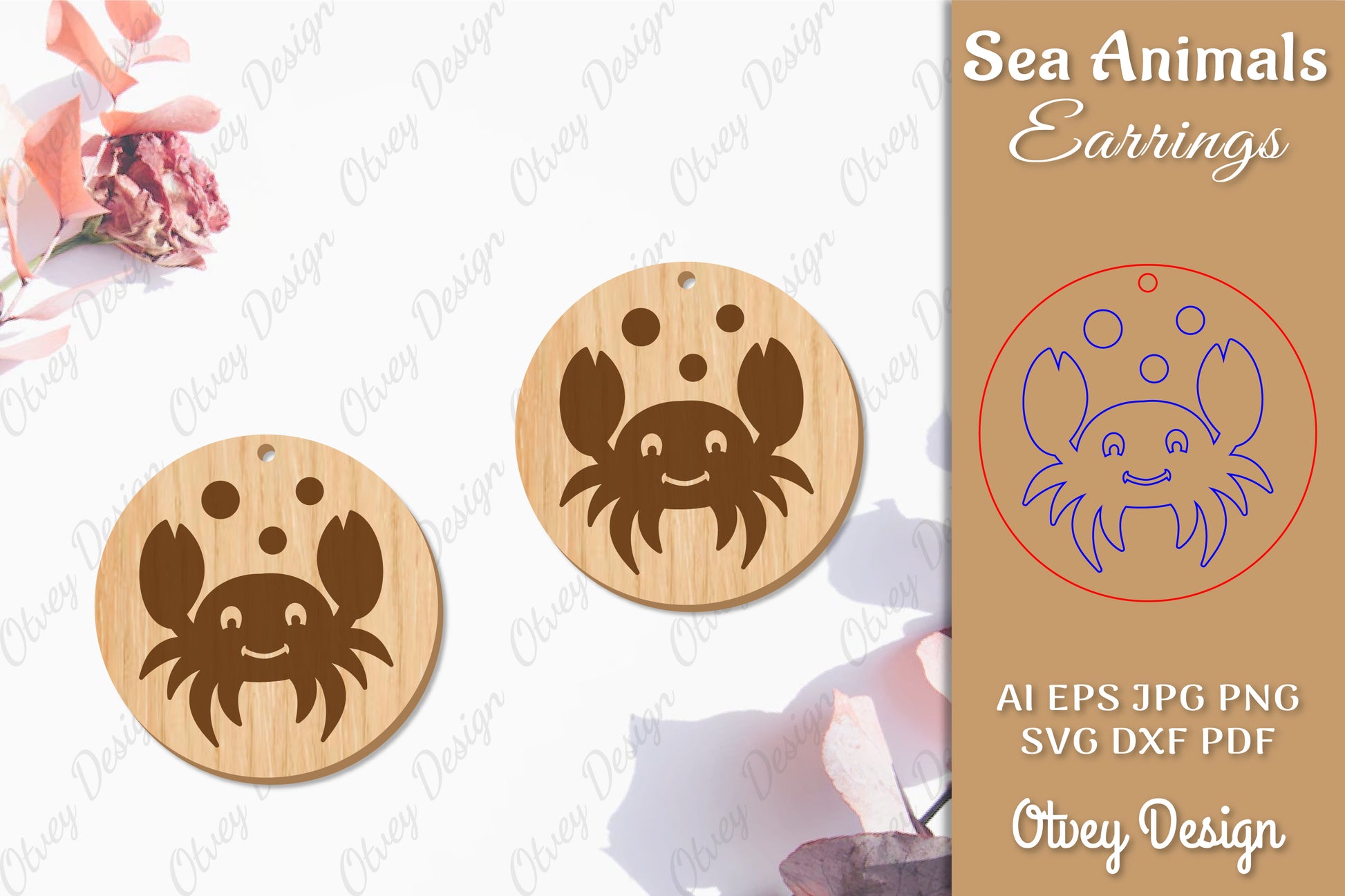 Sea Animals Earrings Laser Cut SVG Bundle 18 - CraftNest - Digital Crafting and Art
