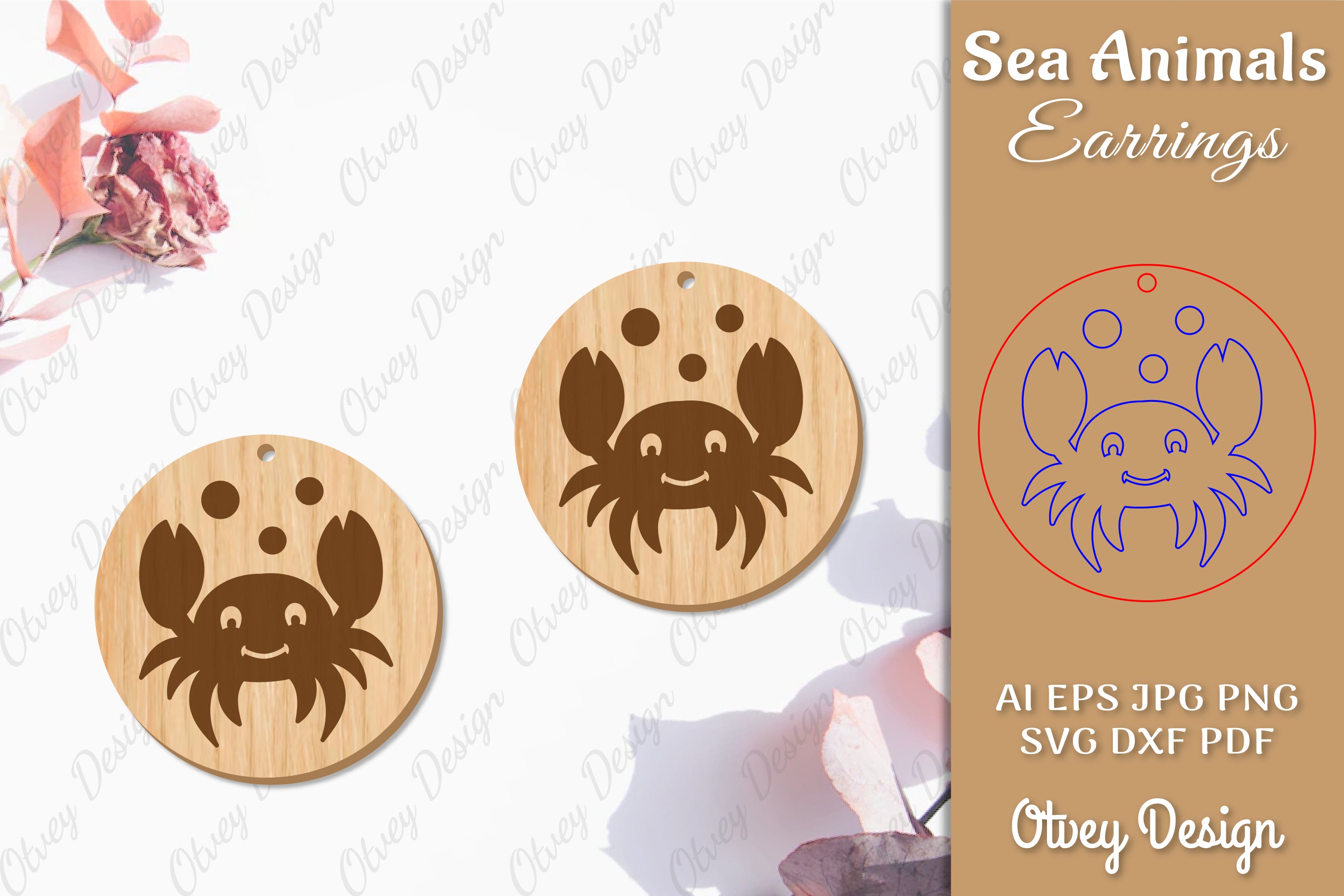 Sea Animals Earrings Laser Cut SVG Bundle 18 - CraftNest - Digital Crafting and Art