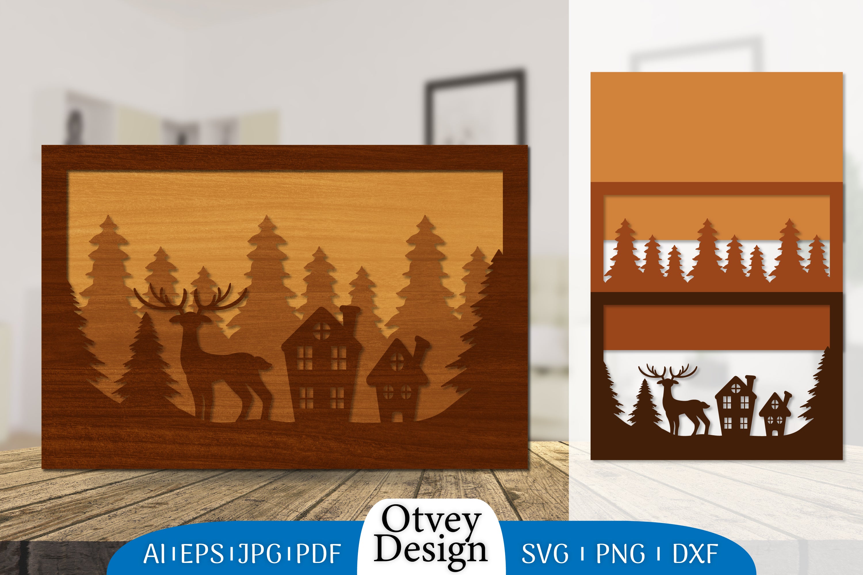 Christmas Deer Layered Lasercut SVG Bundle 9 - CraftNest - Digital Crafting and Art