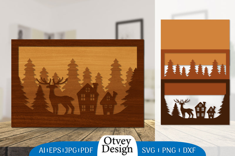 Christmas Deer Layered Lasercut SVG Bundle 9 - CraftNest - Digital Crafting and Art