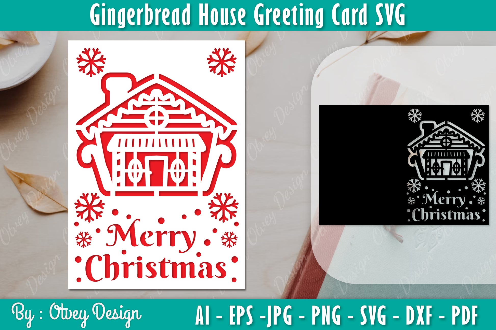 Gingerbread House Greeting Card SVG Bundle 11 - CraftNest - Digital Crafting and Art